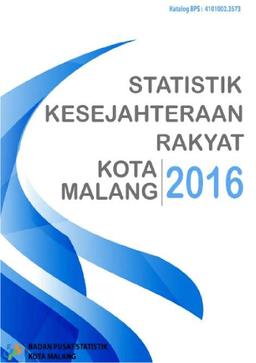 Welfare Statistics Of Malang Municipality 2016